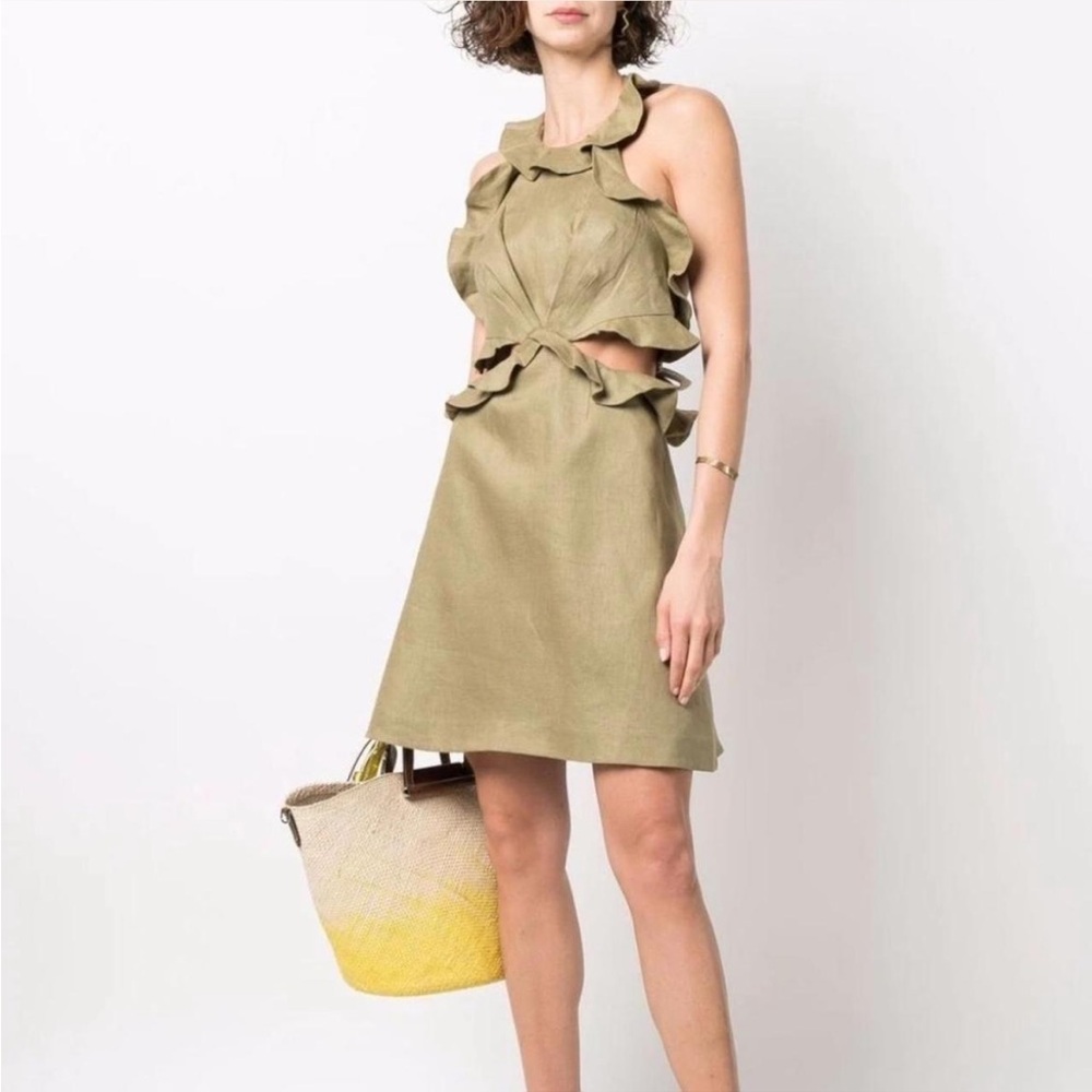 Stylish Olive Green Ruffle Dress